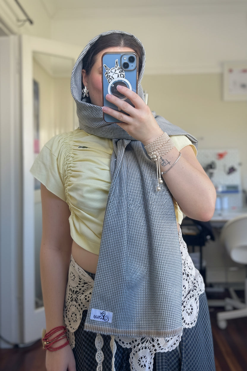 Hooded Houndstooth Scarf – Slowe Studio