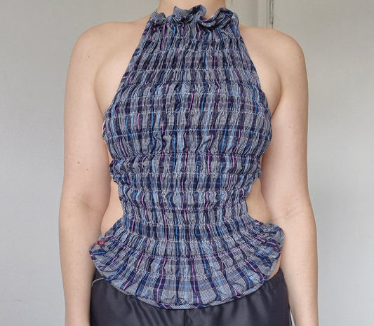Reversible Contour Top- Plaid/Pink