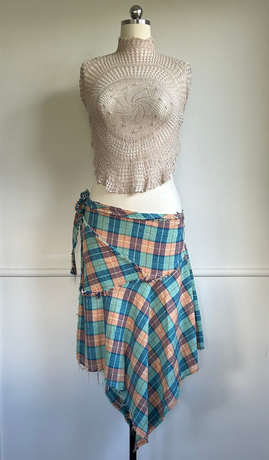 Archive Adjustable Plaid Wrap Skirt