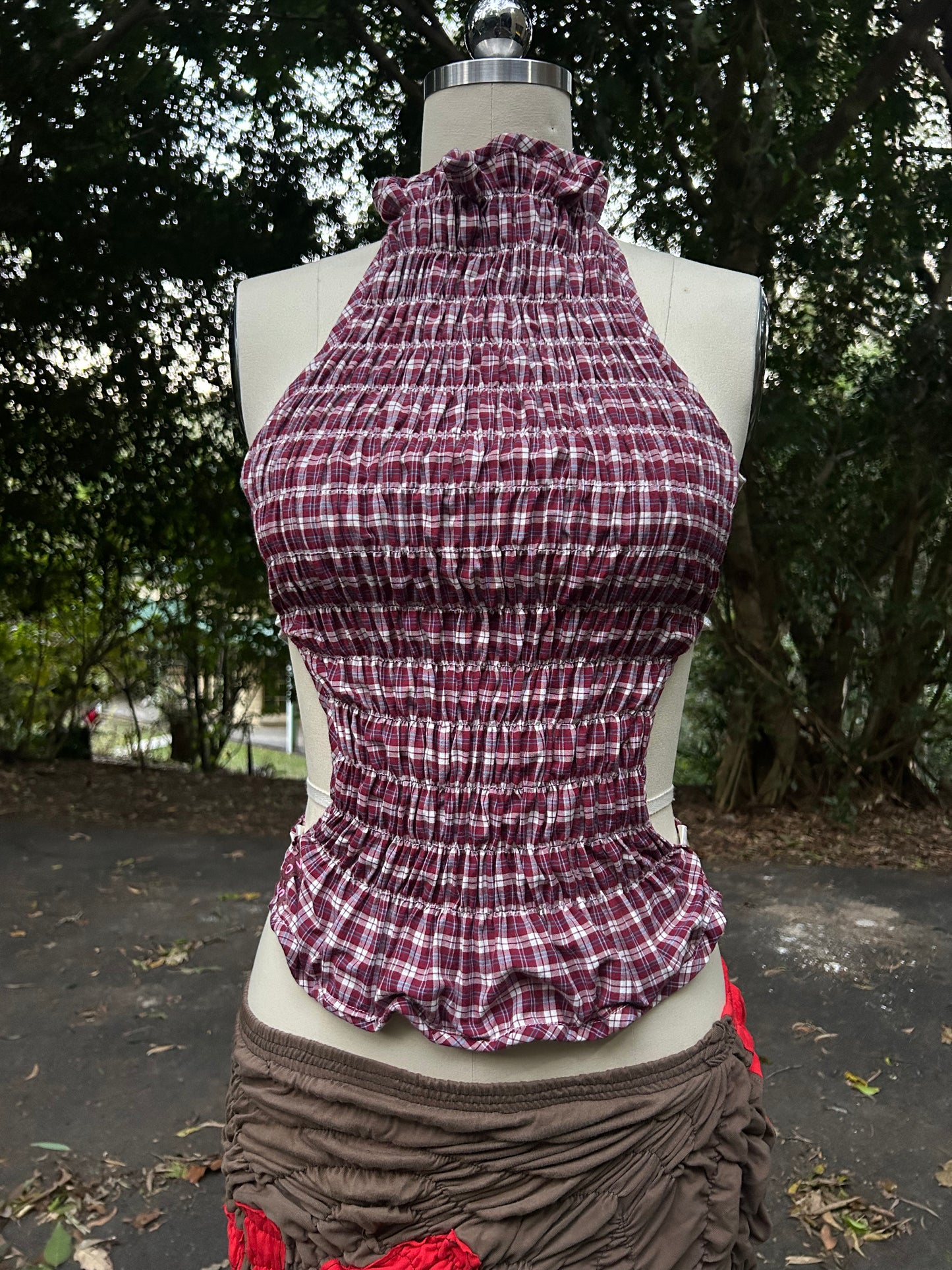 Reversible Contour Top- Maroon/Cream