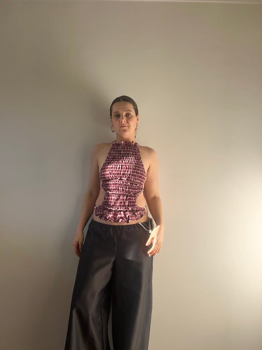 Reversible Contour Top- Maroon/Cream