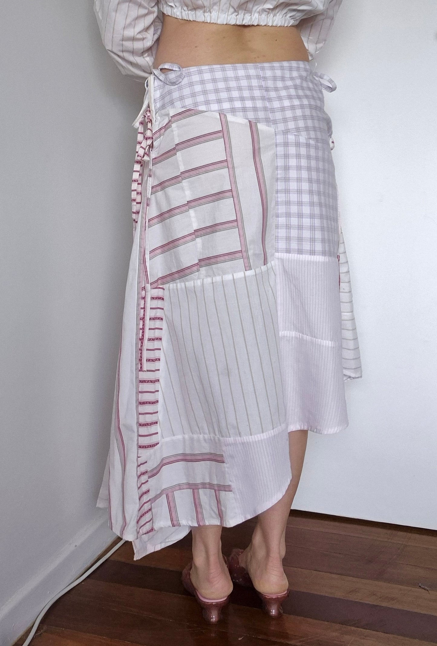 Archive Skirt- Patchwork White/Red