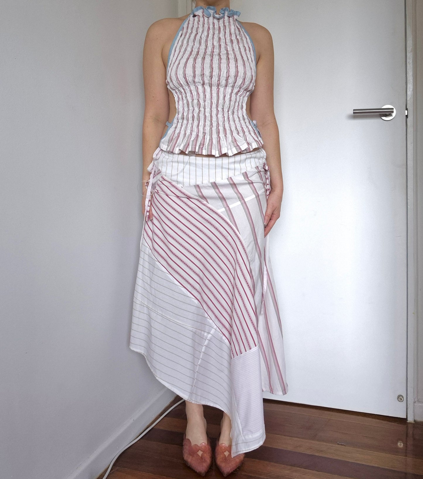 Archive Skirt- Patchwork White/Red