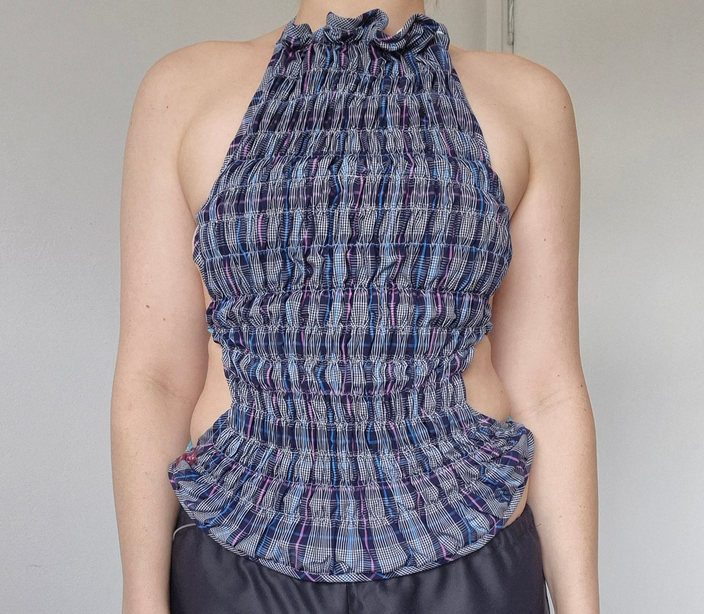 Reversible Contour Top- Plaid/Pink