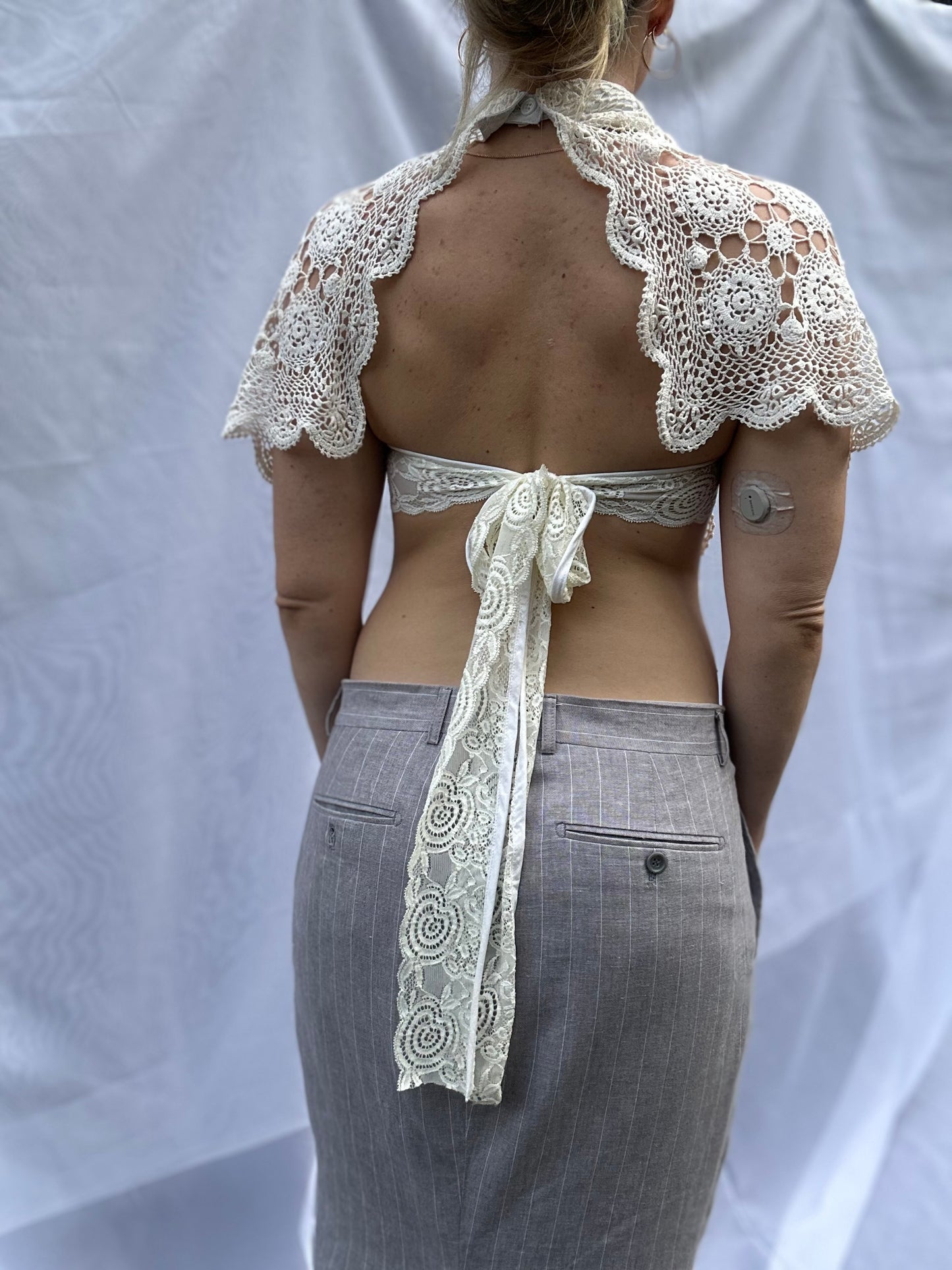 Heirloom Top- Cream high neck collar