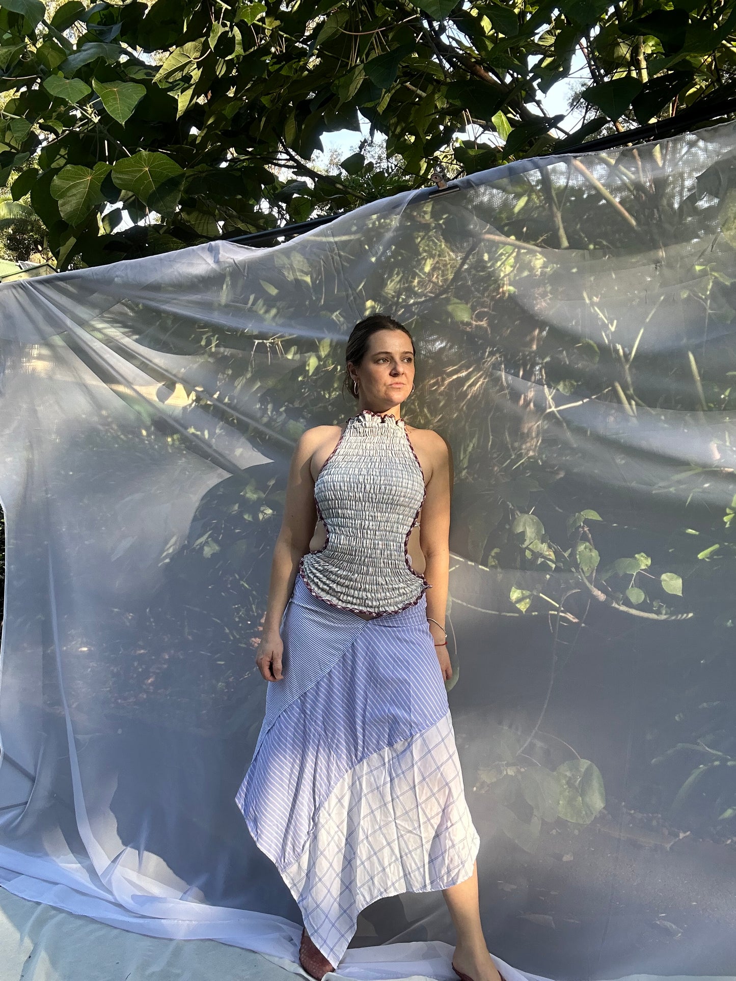 Reversible Contour Top- Maroon/Cream