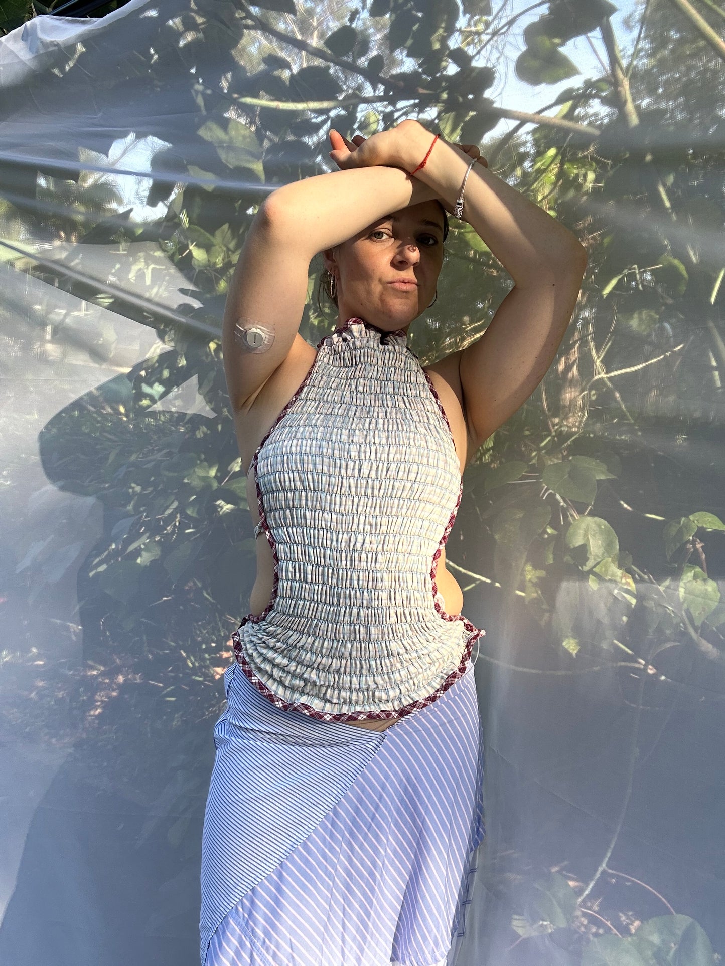 Reversible Contour Top- Maroon/Cream