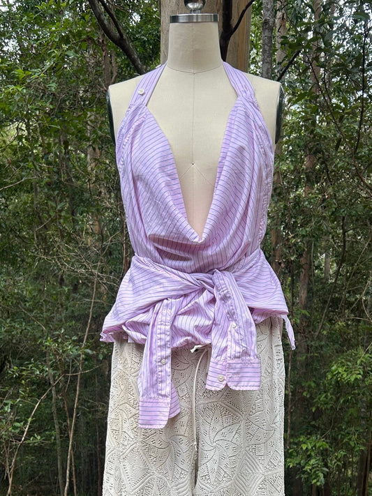 Reconstructed Pink Halter Top