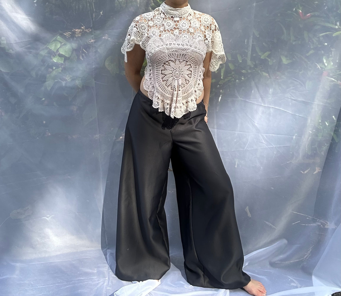 Heirloom Top- Cream high neck collar