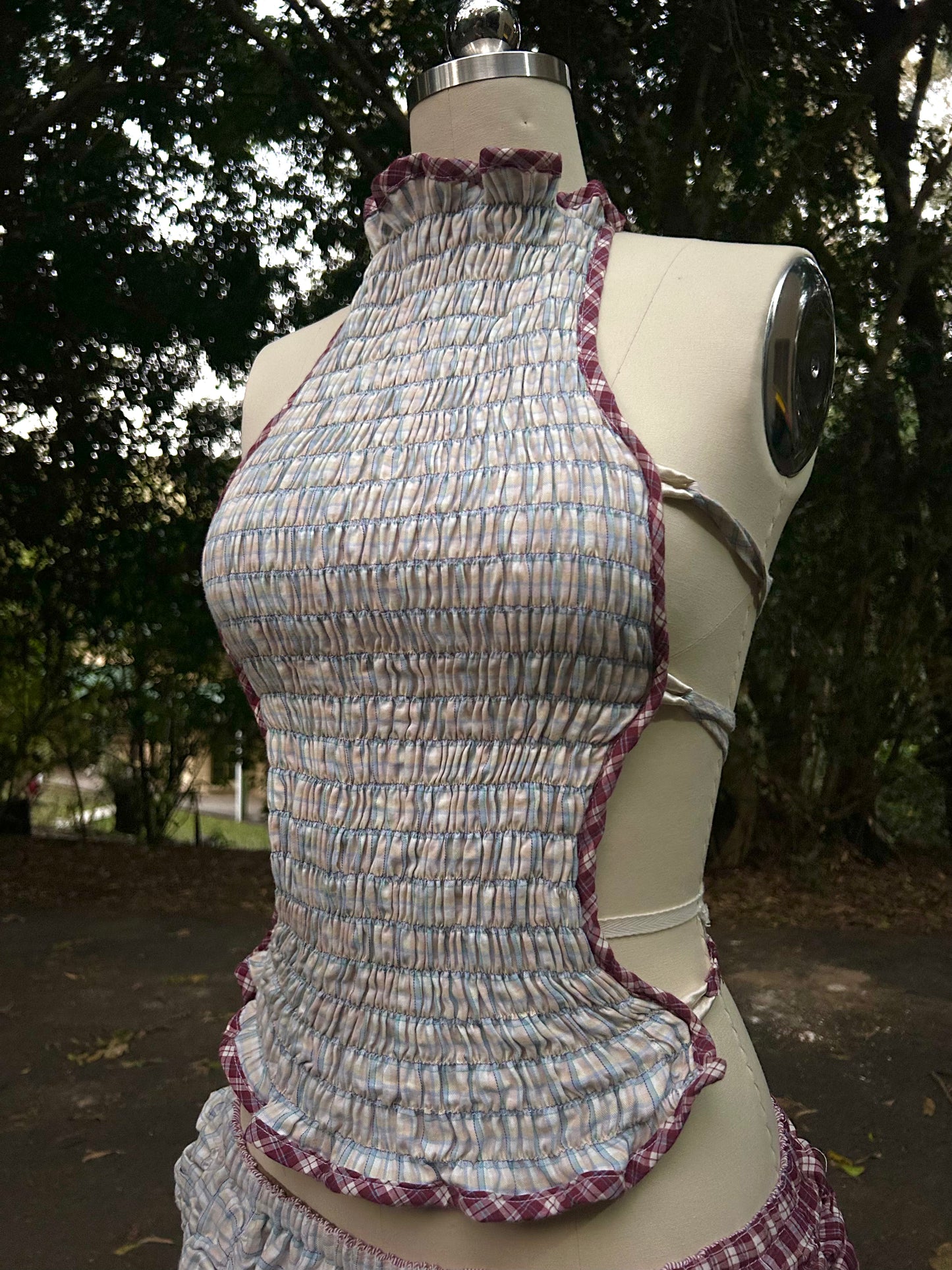 Reversible Contour Top- Maroon/Cream