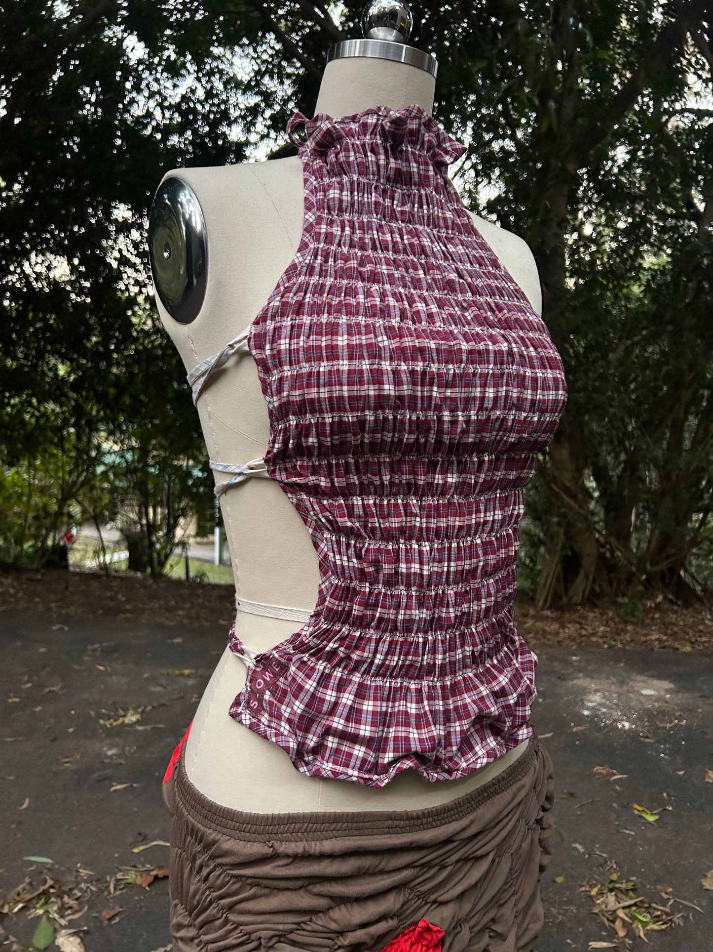 Reversible Contour Top- Maroon/Cream