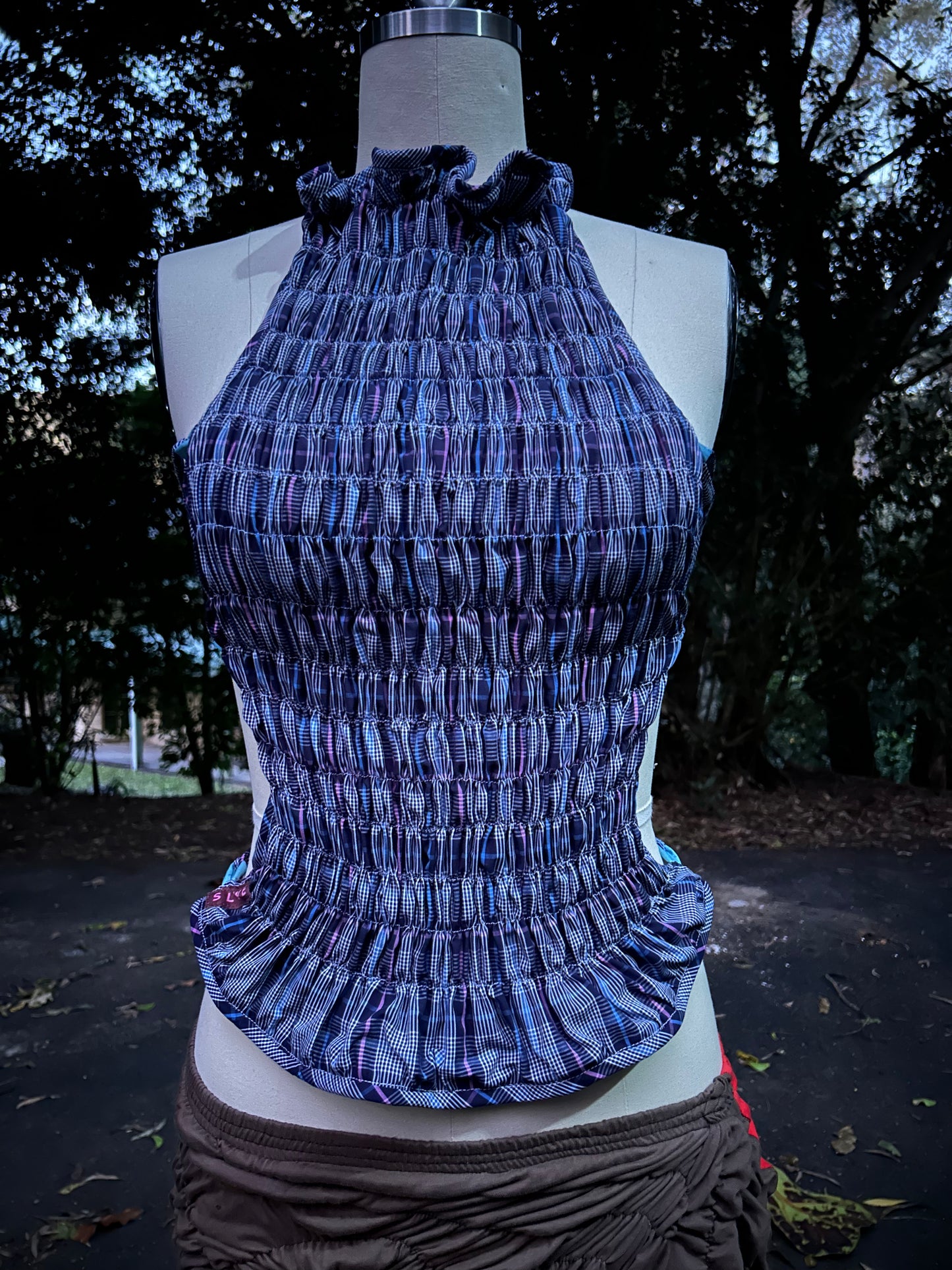 Reversible Contour Top- Plaid/Pink