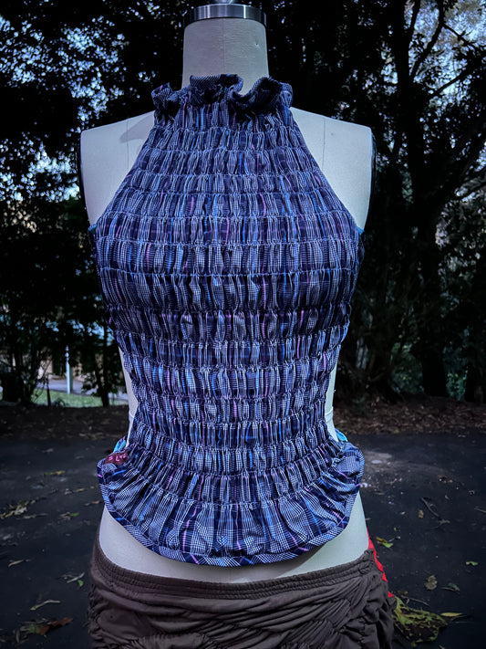 Reversible Contour Top- Plaid/Pink