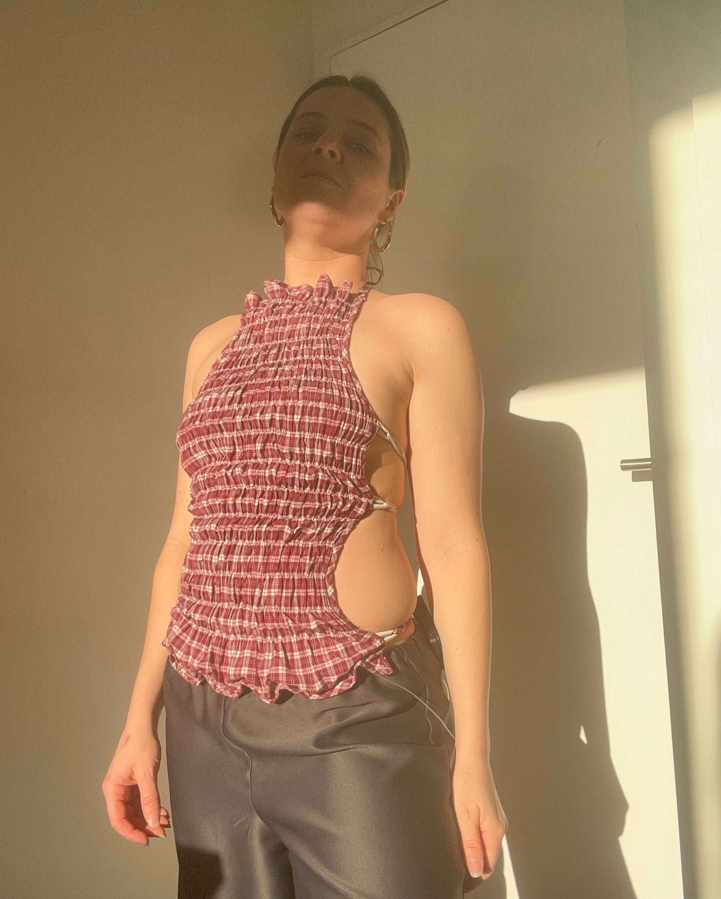 Reversible Contour Top- Maroon/Cream