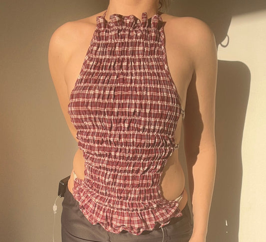 Reversible Contour Top- Maroon/Cream